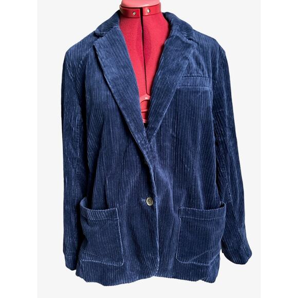 Lands End Women’s Size XL Blue Corduroy Blazer Jacket New‎ - Picture 1 of 8